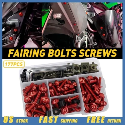 CNC Complete Fairing Bolts Fit Kawasaki Ninja Bodywork Screws Fastener Red USA - Image 1 of 4