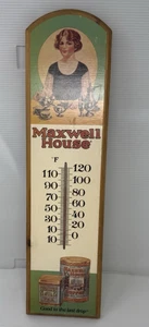 Bristol Craft Maxwell House Advertising Coffee Wooden Thermometer Hanging 18" - Picture 1 of 11