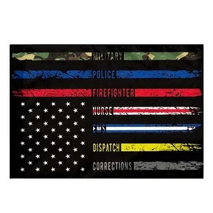 Bandera de jardín héroe de primera respuesta 12x18" doble cara nadie lucha solo EE. UU. - Imagen 1 de 7