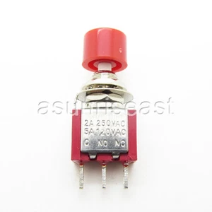 5 x Mini Momentary Red Knob Push Button Switch SPDT NO-COM-NC 5A 120V 2A 250V - Picture 1 of 5