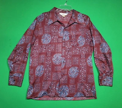 Vintage Jantzen 100 Shirt Men XL Red Floral Button Up Bandana Classic Made USA - Image 1 of 4