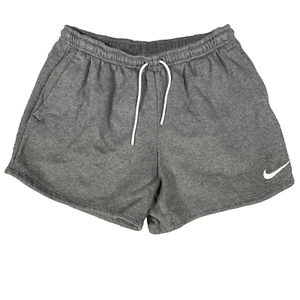 Nike Shorts Womens Medium Grey White Swoosh Park 20 Running Gym Hot Pants Cotton - Picture 1 of 9