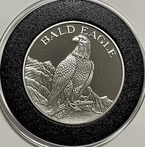 Bald Eagle Wildlife Series Proof Coin 2 Troy Oz .999 Fine Silver Round Art Medal - Picture 1 of 12