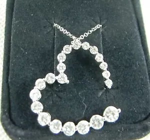Precioso collar de plata de ley 925 circonita cúbica con símbolo de corazón de circonita cúbica cadena de 18" - Imagen 1 de 9