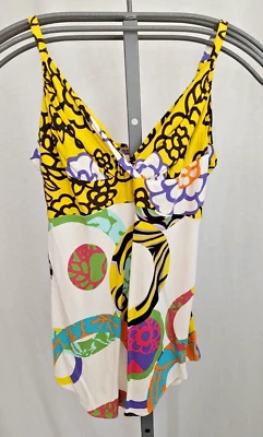 Regata feminina Jam's World alça de espaguete ajustável tamanho XS floral geométrica - Imagem 1 de 4