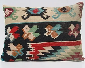 ALFOMBRAS DE ALMOHADA YUGOSLAVA DE LANA RECTANGULAR ROJO 24""X18"" DECORACIÓN DEL HOGAR 20+ - Imagen 1 de 3