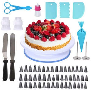60 Spritztüllen Set Tortenständer Spritzbeutel Einwegbeutel Edelstahl Tüllen - Bild 1 von 8