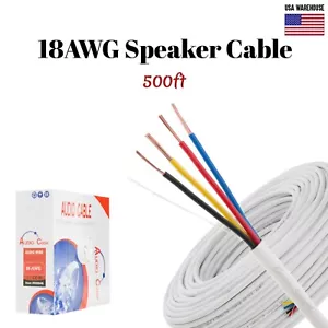 Cable de altavoz 18AWG 500 ft CL2 en pared calibre 18/4 4 conductores cable de audio a granel nuevo - Imagen 1 de 5