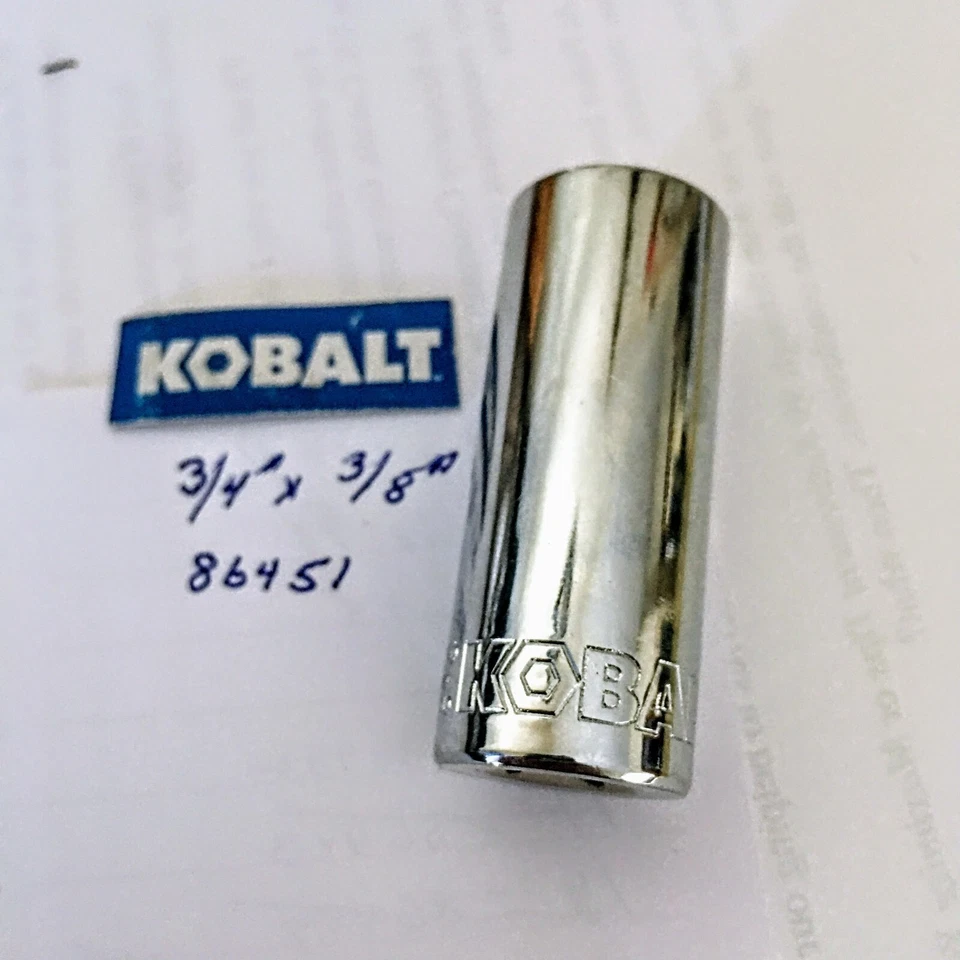 KOBALT  3/4"  x   3/8" DR  DEEP SOCKET   6 Point  #86451 -  Free USA  Shipping - Image 1 of 3