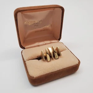 Vintage Brutalist 14K GP Gold Ring Charles' Fine Jewelry SF Sz 6 MCM Modernist - Picture 1 of 14