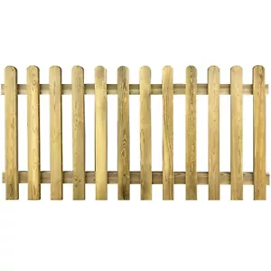 More details for picket fence panels wooden various sizes pressure treated round pointed top wood