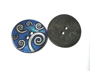 Perlmuttknopf blau silber Wirbel 15 mm 20 mm  25 mm Seco  Nähen Stricken - Bild 1 von 2
