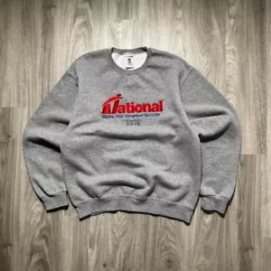 Vintage 90s Jerzees Grey Creneck Sweater With Embroidered Details - Picture 1 of 5