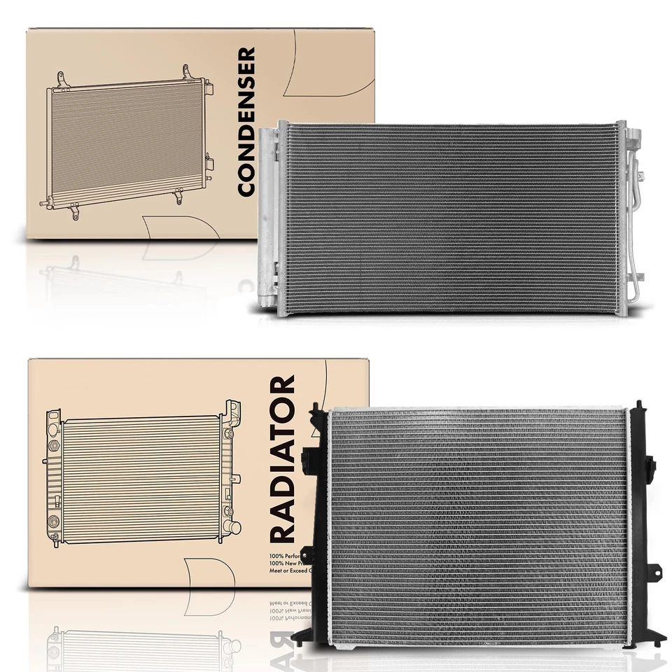 Kit de refrigeración de radiador y condensador de CA de 2 piezas para Hyundai Genesis 2009-2010 V6 3,8 L Foto 1 de 1