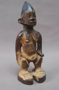 GOOD OLD WEST AFRICAN TRIBAL ART NIGERIAN YORUBA ILORIN FEMALE IBEJI DOLL BEADS - Picture 1 of 20
