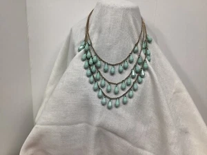 Necklace sea foam green beads plastic gold tone chain - Picture 1 of 1