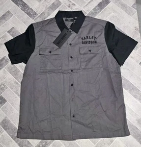 New Harley-Davidson Men's Staple Colorblock Shirt Blackened Pearl Size LARGE - Picture 1 of 6