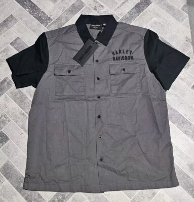 Nueva Camisa Harley-Davidson Para Hombre Grapa Bloques de Color Perla Ennegrecida Talla GRANDE Foto 1 de 4