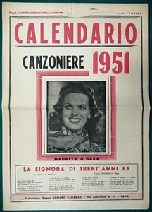 Calendario Canzoniere (Maureen O'Hara) - 1951 - Picture 1 of 3