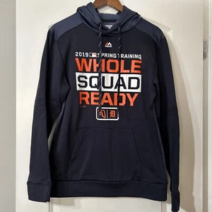 Men’s Majestic Detroit Tigers Players Spring Training Hoodie S Black EUC - Picture 1 of 4