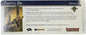Dungeons And Dragons Campaign Card THAT'LL DO - 4e / 4TH D&D - Picture 1 of 1
