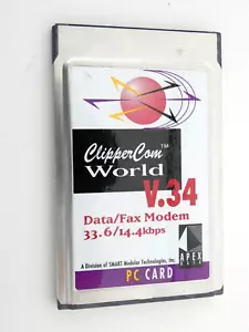 Data Fax Modem 33.6 14.4 kbps PC Modem Card Apex Data Clippercom World v.34 - Picture 1 of 2