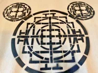 Jeff Gillette - MICKEY MANDALA - Signed Numbered 2/6 - Black Spray Paint Stencil - Image 1 of 4