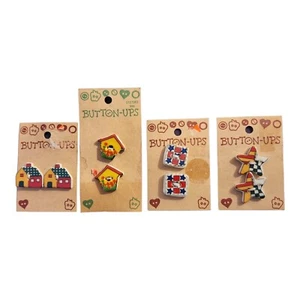 Vintage Buttons Bird Houses Barns Srars Quilts - Picture 1 of 3