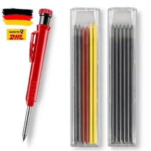 Tieflochmarker Baumarker Zimmermannsbleistift Bleistift Marker Rot + Ersatzminen - Bild 1 von 6