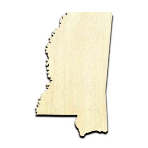 Mississippi State Laser Cut Out Unfinished Wood Shape Craft Supply - Picture 1 of 6