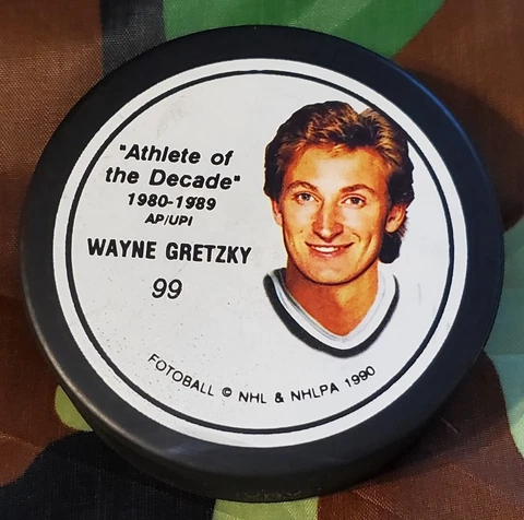 WAYNE GRETZKY VINTAGE 1990 FOTOBALL PHOTO PUCK GENERAL TIRE 🇨🇦 RARE NHL NHLPA Cover