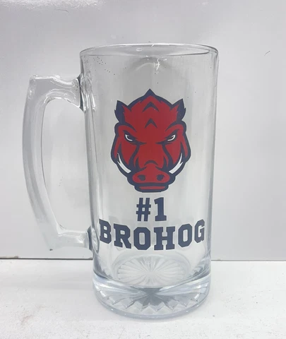 Arkansas Razorback Glass Beer Stein #1 BROHOG Cover