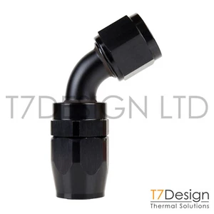 AN6 60 Degree Swivel Seal Braided Hose End Fitting -6 AN06 JIC Black T7Design - Picture 1 of 1