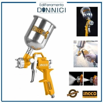 INGCO Pistola aerografo professionale a spruzzo per verniciare pittura serbatoio 400cc
