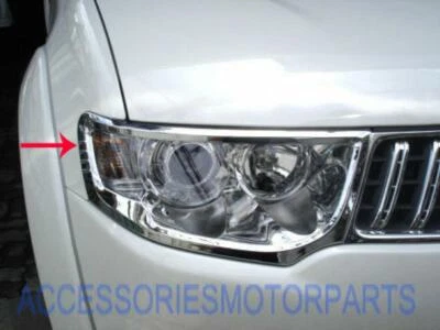 PARA MITSUBISHI MONTERO/PAJERO SPORT 2010+ CROMO FARO LÁMPARA CUBIERTA EMBELLECEDOR Foto 1 de 4