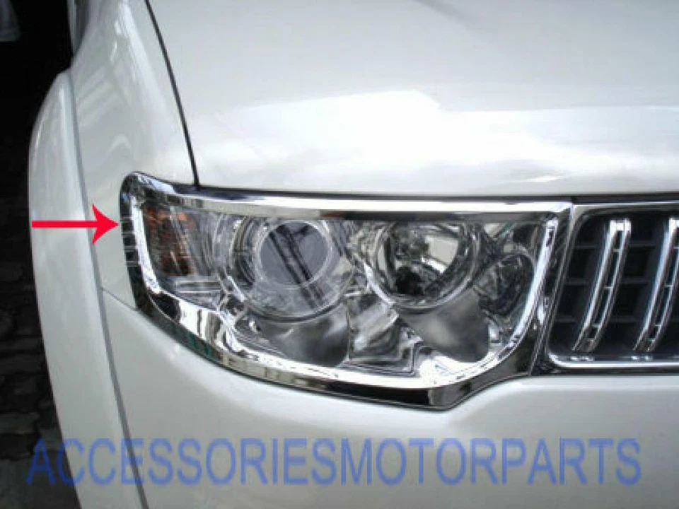 PARA MITSUBISHI MONTERO/PAJERO SPORT 2010+ CROMO FARO LÁMPARA CUBIERTA EMBELLECEDOR Foto 1 de 4