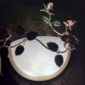 Italian Tole Floral Rose Wall Light Sconce Made In Italy UNIQUE EUC - Picture 1 of 24