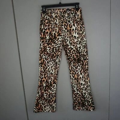 Pantalón para mujer AG The Quinne Crop tiro alto Kick-Flare audaz leopardo marfil polvo 25 Foto 1 de 4