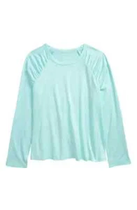 ZELLA Nordstrom Green Turquoise NAMASTE Ruched Sleeve Long Sleeve Top XL 14/16 - Picture 1 of 6