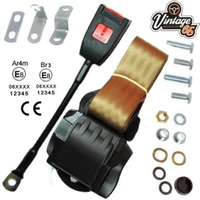 VW Golf Mk1 Mk2 Retro 3 Punkt Vorne Automatik Inertia Sitz Beckengurt Set Brown - Bild 1 von 3