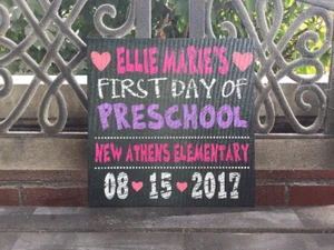 First Day Of School Custom Canvas, Chalkboard Color Background, Personalize Free - Picture 1 of 10