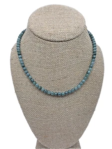 Grade A Jadeite Jade Green Round 3.8mm Beads Necklace 16" 925 Sterling Closure - Picture 1 of 14