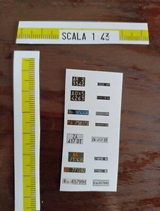 Kit scala 1/43 Targhe adesive 8 Coppie Vecchie Anni 60 70 80 no decals italiane - Foto 1 di 2