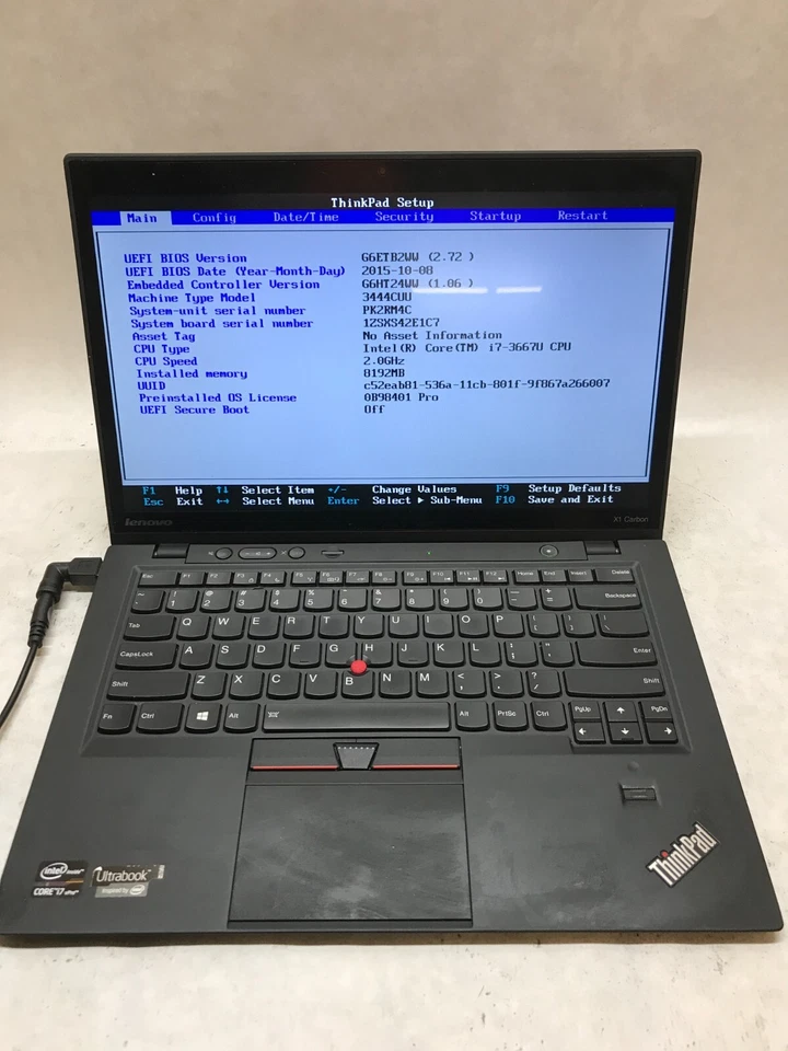 Lenovo X1 Carbon 1st Gen 14" Laptop Intel i7-3667U 2.0GHz 8GB RAM NO HDD/OS - DW - Image 1 of 4