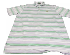 Peter Millar Summer Comfort Mens Polo Shirt Large Purple Striped Short Sleeve - Picture 1 of 8
