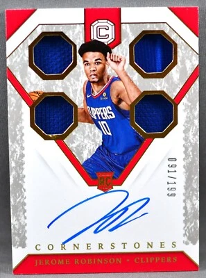 2018-19 Panini Cornerstones Jerome Robinson RC ROOKIE JERSEY AUTO #91/199 #162 - Image 1 of 2