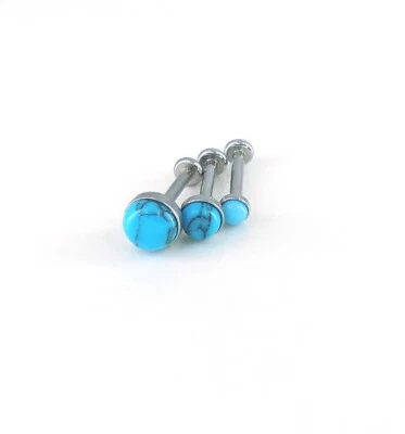 Pendientes 18G Turquesa Triple Hélice Cartílago Sin Rosca Push Pin 2,3,4mm Foto 1 de 4