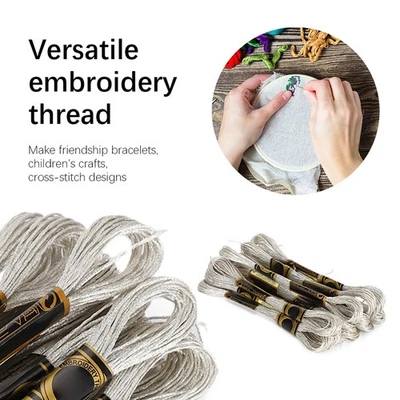 24Pcs Cross Stitch Threads Silver Glossy Embroidery Floss HandMade Yarn 8 Meters - Image 1 of 4