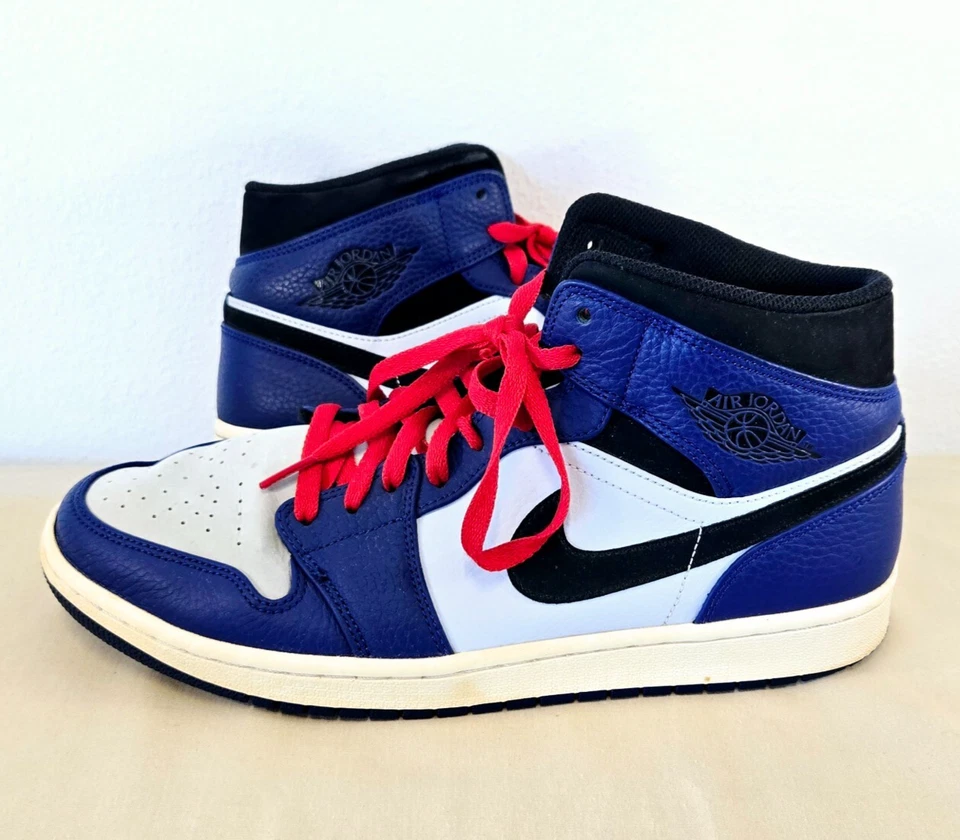Retro Nike Air Jordan 1 Mid SE Deep Royal Blue Blanco Rojo y Negro Talla 11 Foto 1 de 4