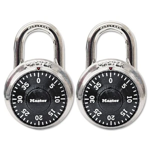 Master Lock Combination Lock Stainless Steel 1 7/8" Wide Black Dial 2/Pack 1500T - Picture 1 of 1